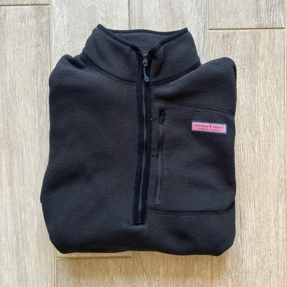 Vineyard Vines Black Tech Fleece Quarter-Zip